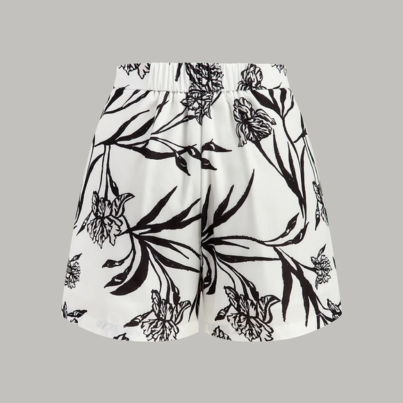 Commense Black and White Floral Women Shorts - Picture 7 of 9